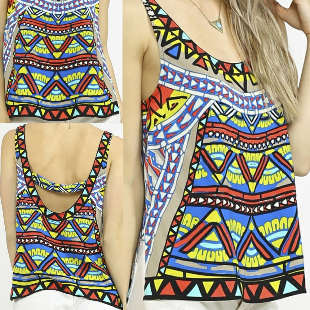 Flying Tomato Top Size S M L Bright Neon Bohemian Geometric Hipster Womens Shirt